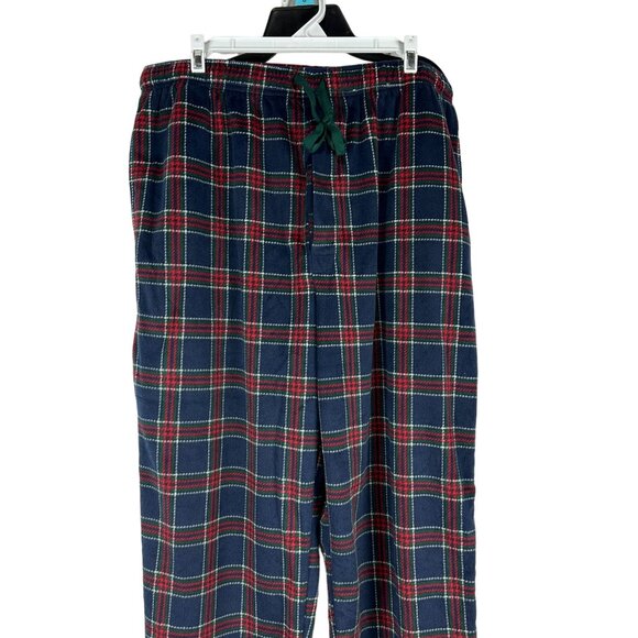 St Johns Bay Mens Plaid Lounge Pants Size Large Polyester Navy Red Green Check - Picture 3 of 6